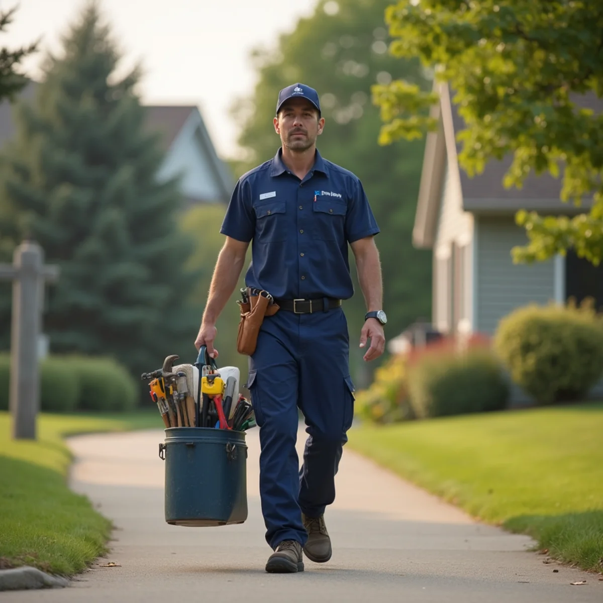 Plumbing technician servicing residential property in Bondurant, IA