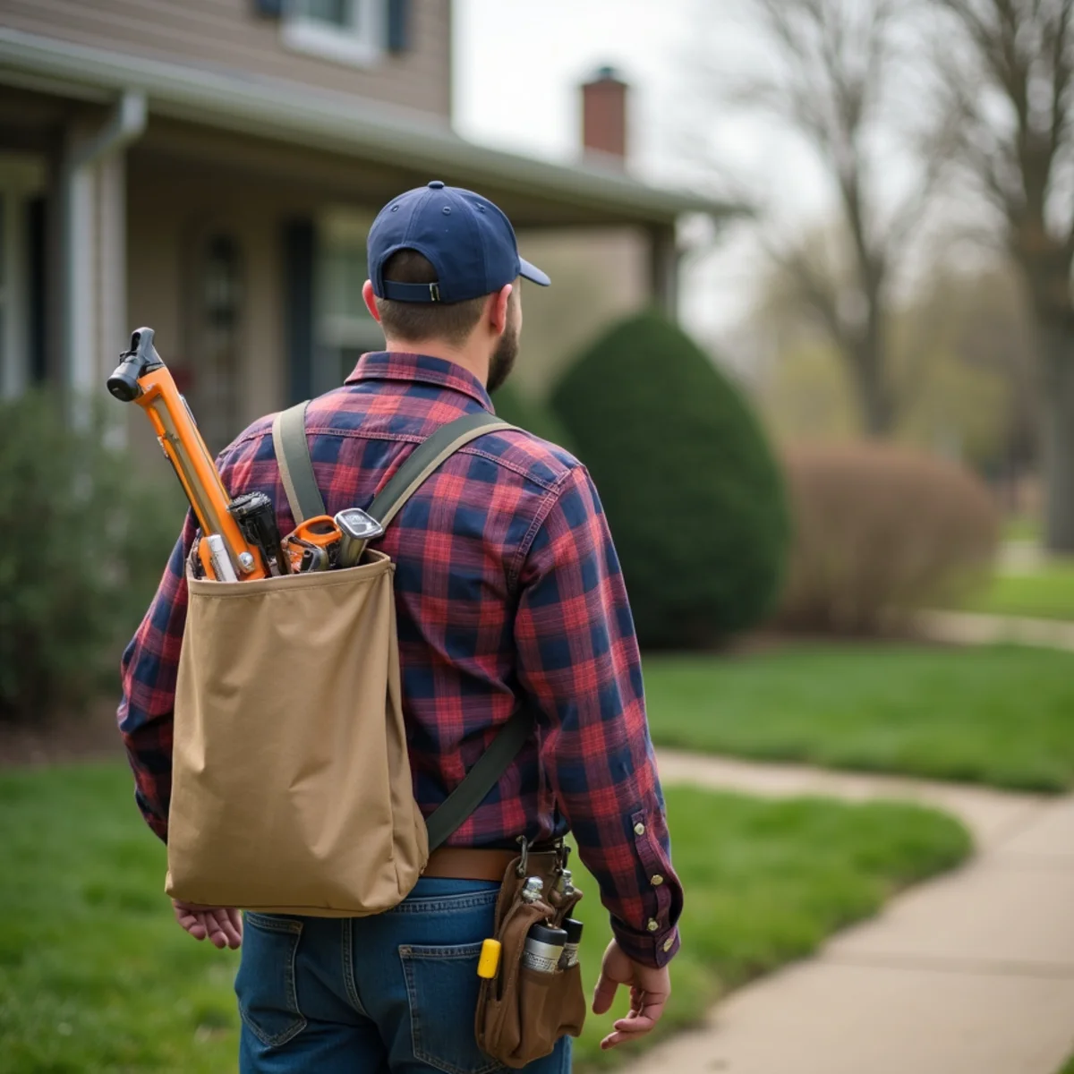 Plumbing technician servicing residential property in Earlham, IA