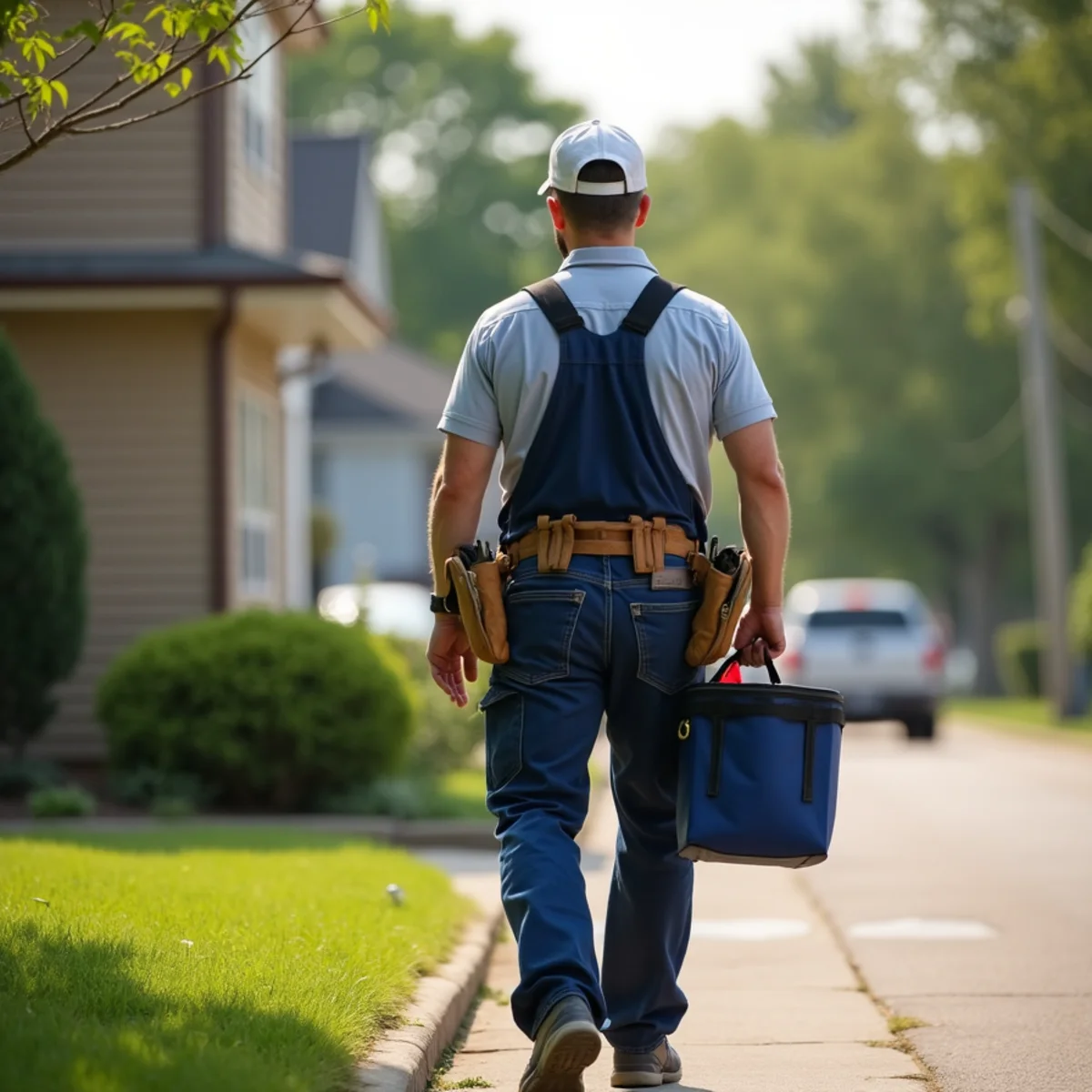Plumbing technician servicing residential property in Mitchellville, IA