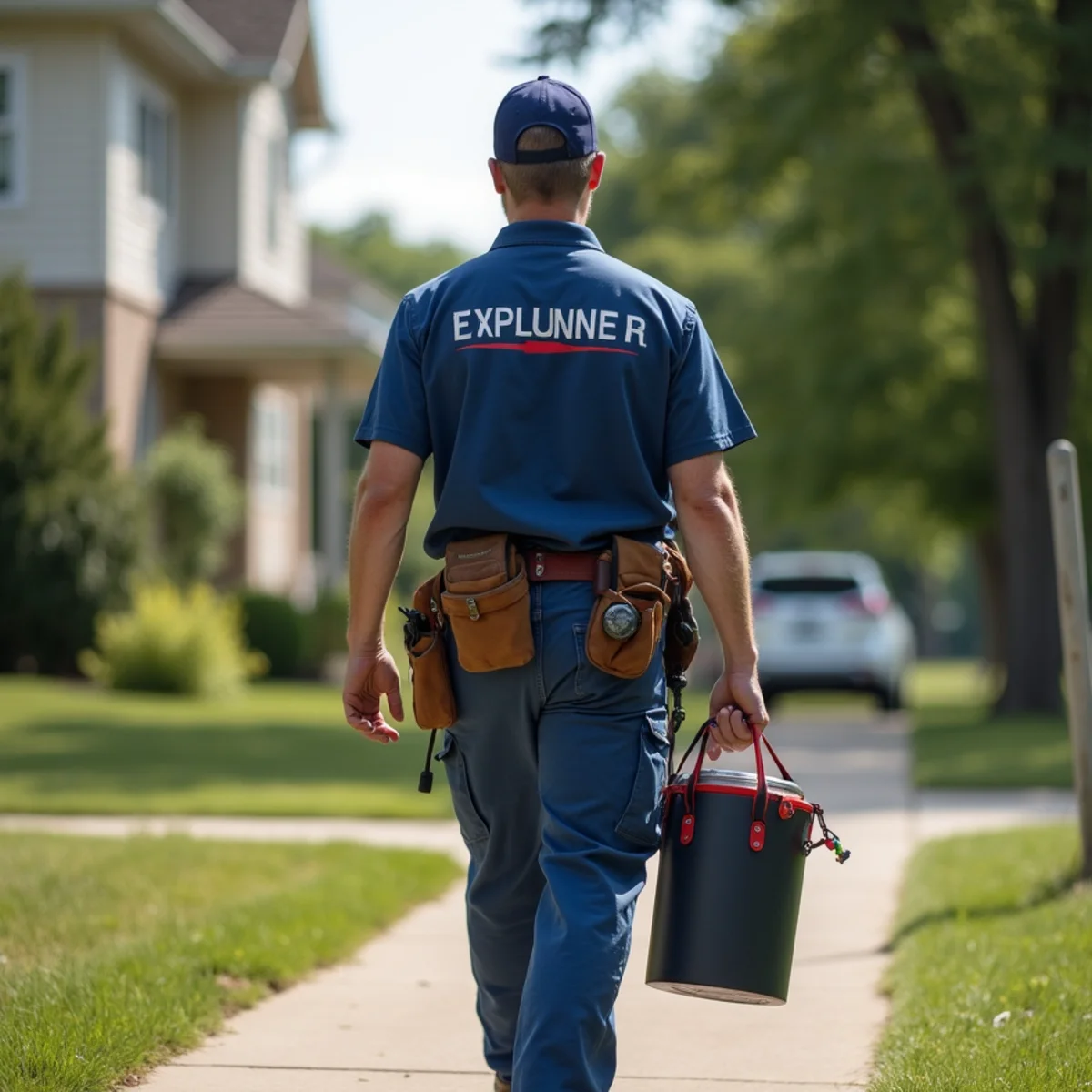 Plumbing technician servicing residential property in Webster City, IA